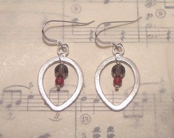 Dana - Smoky quartz and red carnelian earrings