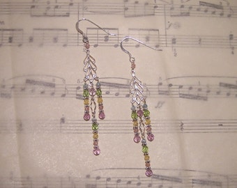 Pia - Amethyst, pink cz, yellow cz, peridot, and blue topaz earrings