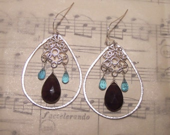 Bernadine - Smoky quartz and apatite earrings