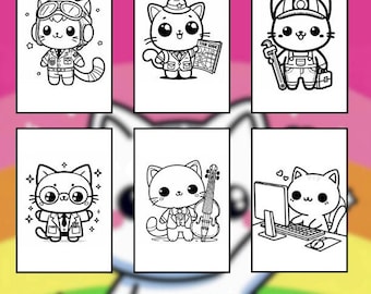 55 Kawaii Cats Coloring Pages. Cute Cats Coloring Pages, Printable Coloring Sheets, Coloring Book Pages, PDF | Digital Download
