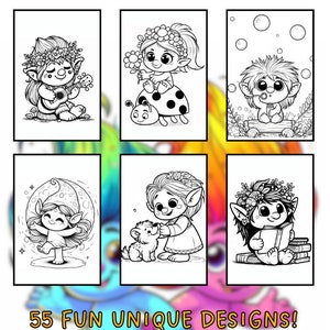 55 Cute Trolls Coloring Pages. Simple, Fun, and Easy Designs, Coloring Book Pages, Printable Coloring Sheets, PDF | Digital Download
