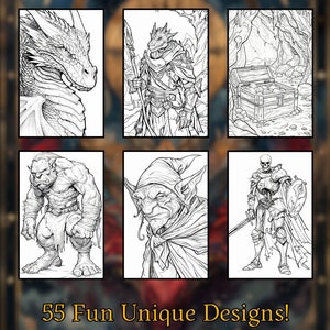 55 Drachen, Dungeons, & Fabelwesen Ausmalbilder Für Erwachsene, Malbuch Seiten, Printable Malvorlagen, PDF | Digitaler Download