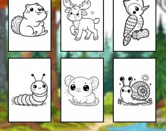 60 Woodland Creatures Coloring Pages. Simple, Fun, and Easy Designs, Coloring Book Pages, Printable Coloring Sheets, PDF | Digital Download