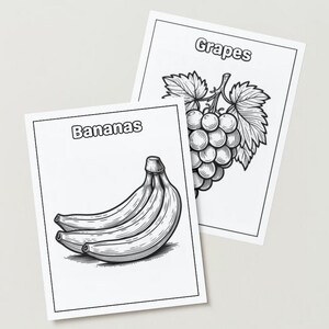 Fruits & Vegetables Coloring Pages. 30 Designs. Coloring Book Pages, Printable Coloring Sheets, PDF | Digital Download