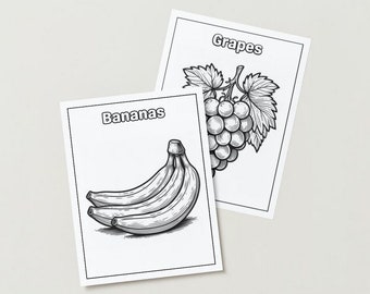 Fruits & Vegetables Coloring Pages. 30 Designs. Coloring Book Pages, Printable Coloring Sheets, PDF | Digital Download