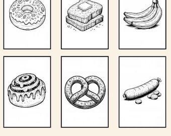 60 Food & Snacks Coloring Pages. Coloring Book Pages, Printable Coloring Sheets, PDF | Digital Download