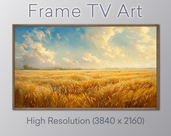 Frame TV Art - Wheat Landscape Oil Painting - Digital Art - Instant Download - Samsung TV Frame Art