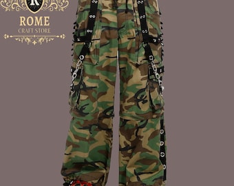 Mannen Camo Gothic Pant Punk Rock Dead Threads Pant, Gothic Pant voor mannen-Handgemaakt