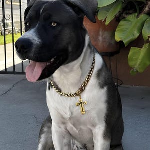 Cuban Link Dog Chain with Cross Pendant, Custom Dog Chain, Jewellry for Dog, Cuban Chain for Dogs, Dog Birthday Gifts