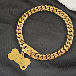 Custom Dog Chain Collar, Cuban Link Dog Chain,Jewellry for Dog,Dog Chain with Pet ID Tag,Cuban Link Dog Necklace for Dog