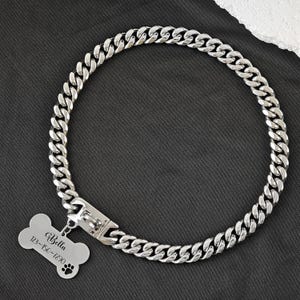 Lightweight Cuban Link Dog Chain,Dog Collar Chain with Pet ID Tag,Jewellry for Dog,Dog Chain Necklace,Dog Accessories,Dog Birthday Gifts