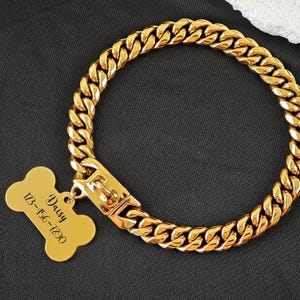 Cuban Link Dog Chain with Pet ID Tag, Custom Dog Chain Collar, Dog Chain Necklace, Handmade Dog Jewelry,  Necklace for Dog,Gift for Dog