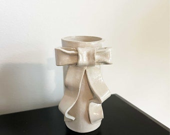 Ceramic Ribbon Bow Vase - Small