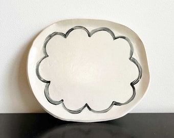 Painted Scallops Ceramic Platter