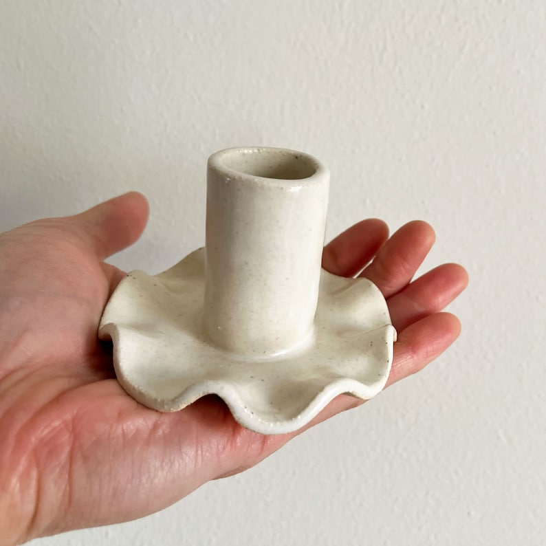 Ceramic Ruffle Taper Candle Holder image 2