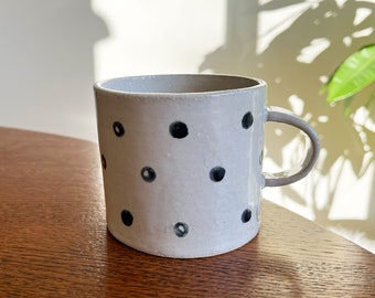 Ceramic Polka Dot Mug - Black & White