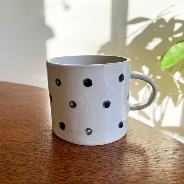 Ceramic Polka Dot Mug - Black & White
