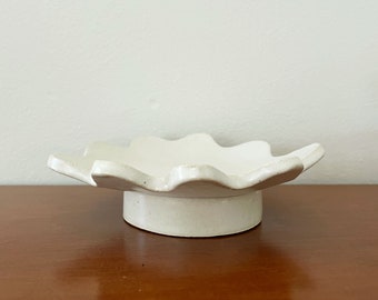 Wavy Edged Ceramic Dish - White