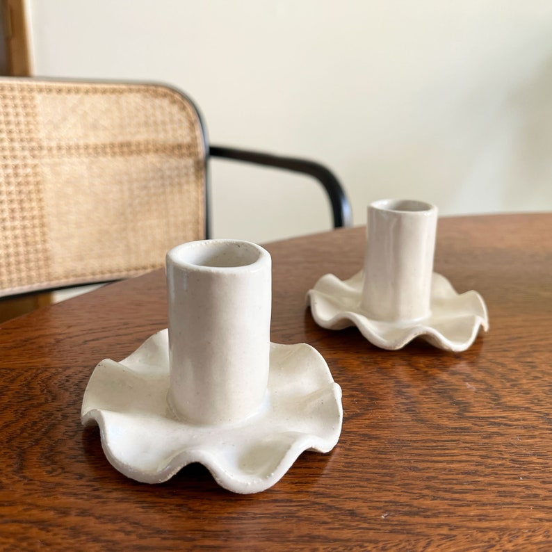 Ceramic Ruffle Taper Candle Holder image 3