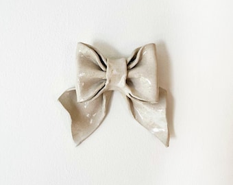 Ceramic Wall Ribbon Bow #20 - White