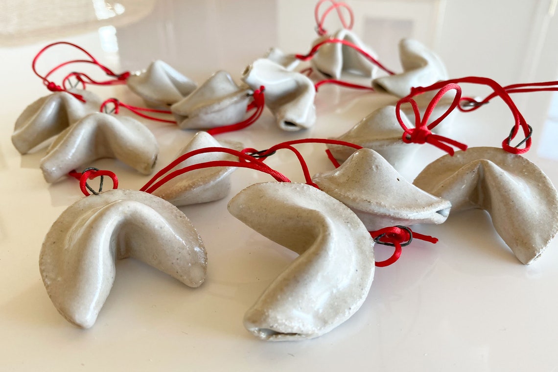 Ceramic Fortune Cookie Ornament Etsy