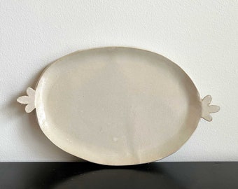 Bandeja de cerámica con volantes - Blanco