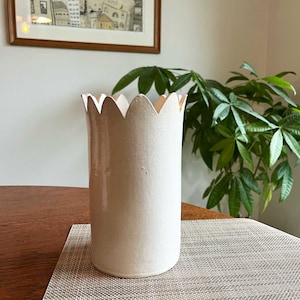 Large Ceramic Tulip Top Vase White image 1