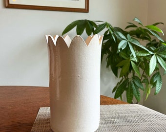 Large Ceramic Tulip Top Vase - White