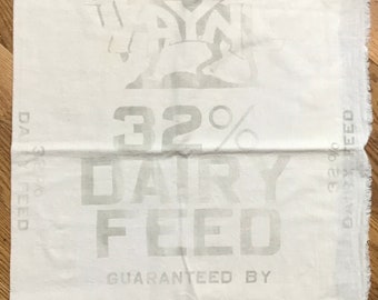 Wayne (3) Feed Sacks Vintage heavy faded Advertising Vintage Feed Sacks, Farm Bag, Kitchen Decor, Farm House, Craft Project, Cross Body Bag