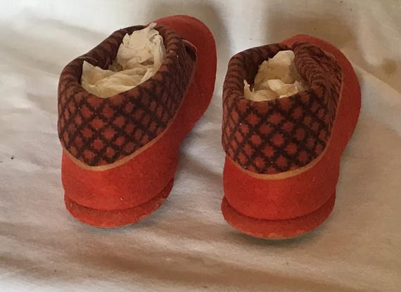 Vintage Youth Girls, House Slippers: Red Cloth, Victorian Lounging Shoes View 6