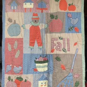 Vintage Fall Season Quilted Wall Hanger, Farmhouse Decor, size: 48” x 58”