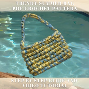 Trendy Crochet Shoulder Bag Pattern,Tote Bag Crochet Pattern PDF Aesthetic Bag,Crochet Bag Pattern With Video Guide,Crochet Shoulder Bag,Bag