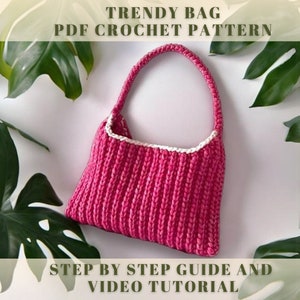 Trendy Crochet Bag Pattern,Tote Bag Crochet Pattern PDF Aesthetic Bag,Crochet Bag Pattern With Video Guide,Crochet Woman Purse,Crochet Bag