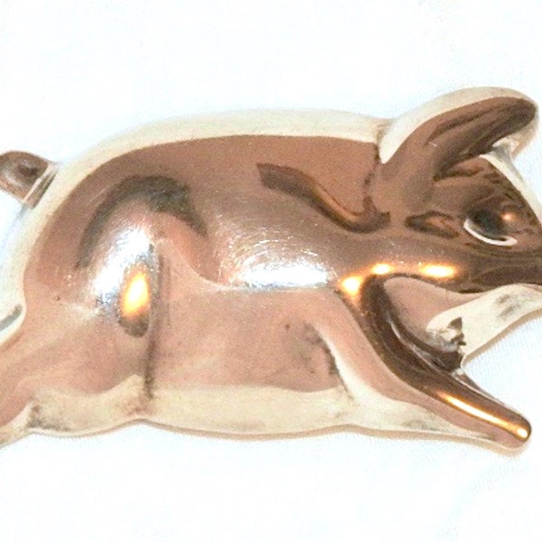 Sterling Silver Pendant Brooch Pig Made in Mexico Signed Vintage