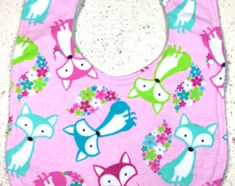Fox Baby Bib - baby girl - dribble bib - infant bib - flannel bib - baby gift - fox