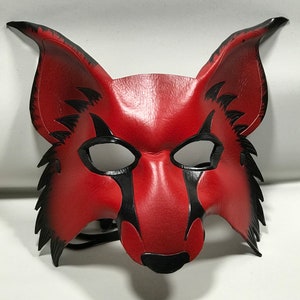 RED wolf, kitsune leather mask, cosplay fox mask made by faerywhere image 4