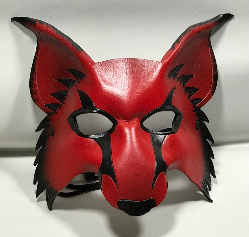 RED wolf, kitsune leather mask, cosplay fox mask made by faerywhere image 4