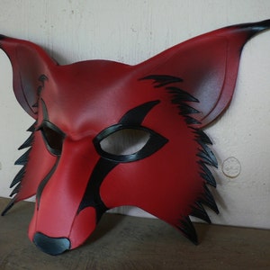 RED wolf, kitsune leather mask, cosplay fox mask made by faerywhere image 1