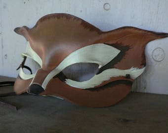 CHiPmUnK, cute forest critter mask, chipmunk leather mask by Faerywhere