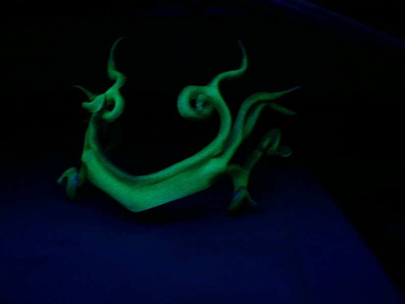 Emerald green, Absinthe glow in the dark leather crown, leather head piece by faerywhere image 2