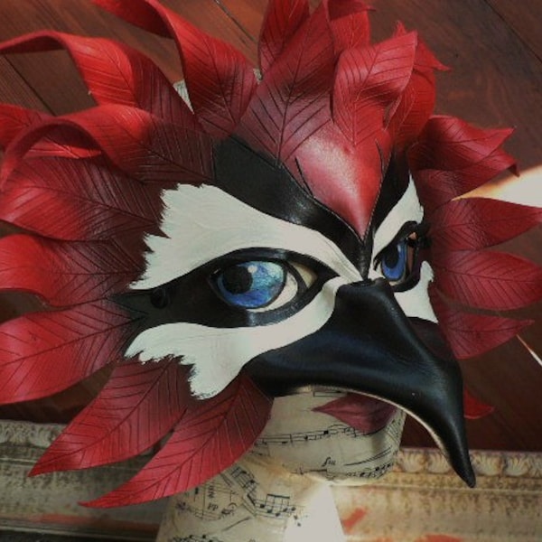 Woodpecker, leather mask, bird mask by Faerywhere