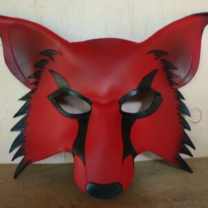 RED wolf, kitsune leather mask, cosplay fox mask made by faerywhere image 2