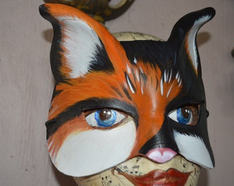 CAT MASK Calico Katze Maske, Leder Katze Maske, Ingwer und schwarze Katze Maske, tragbare Kunstmaske, Ledermasken von Faerywhere
