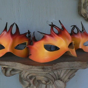 FIRE MASK FLAME mask, Fire Pixie, leather mask, create your own unique fiery costume