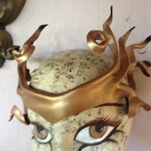 Bronze metallic shimmery leather crown, cosplay headpiece