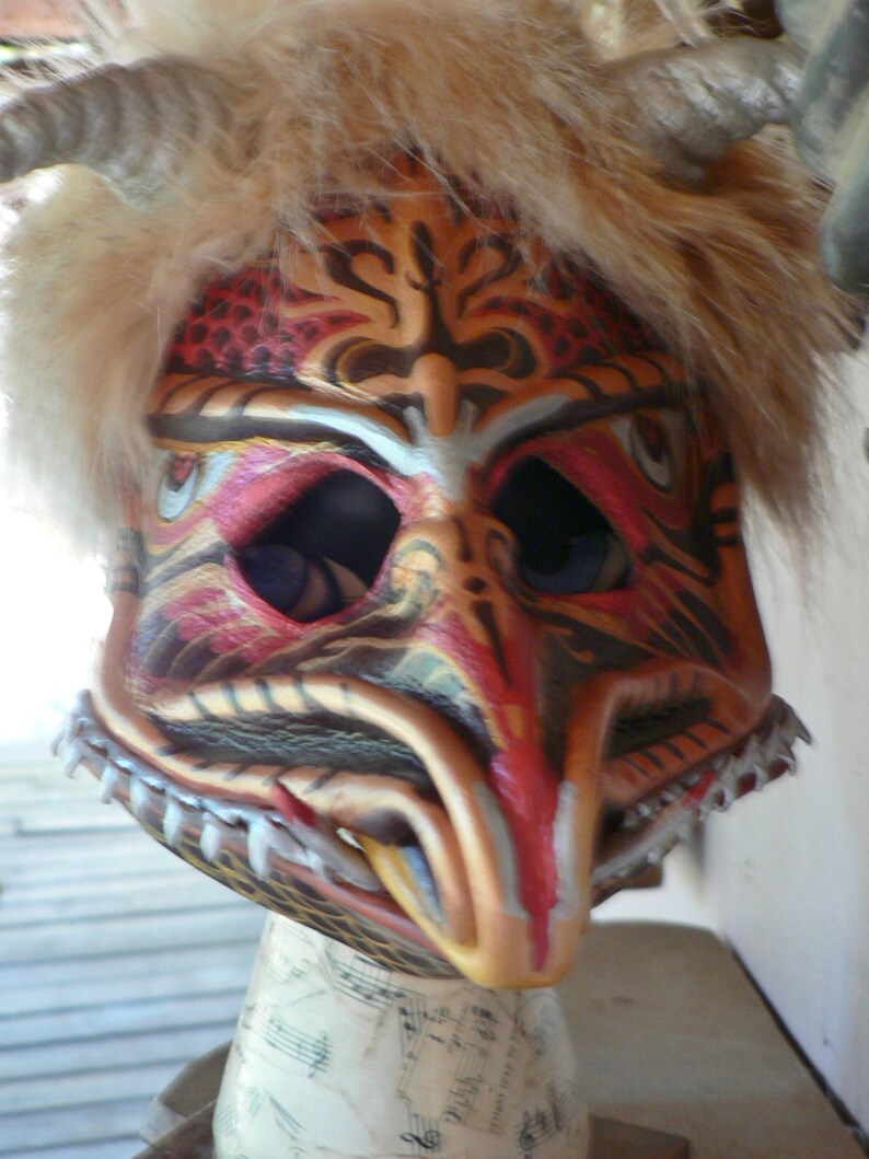 DRAGON Leather Mask Wearable Art One of a Kind Mask Etsy
