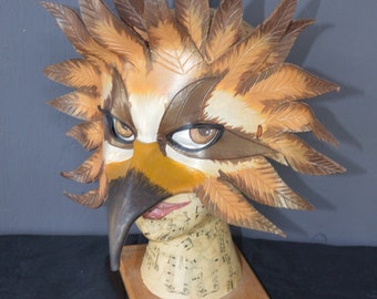 Owl Griffin Hippogriff Hawk leather bird mask, fantasy carnivale mardigras