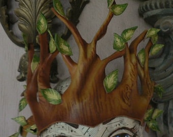 Dryad, forest headpiece, mother nature, forest creature, tree of cheem, Ent creature, tree headpiece by faerywhere
