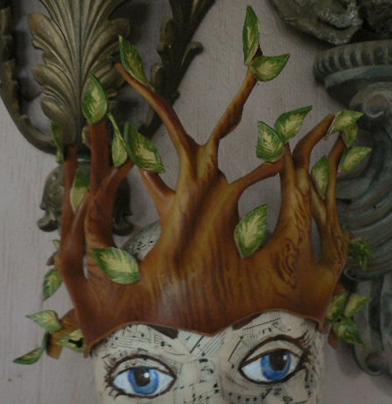 Dryad, forest headpiece, mother nature, forest creature, tree of cheem, Ent creature, tree headpiece by faerywhere image 1