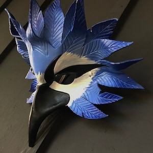 Blue Jay, Blue Bird, Bluebird Leder Vogelmaske von Faerywhere